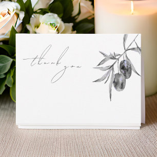 Elegant Watercolor Olive Branch Memorial Thank You Note Card