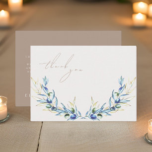 Elegant Watercolor Olive Branch Memorial Thank You Note Card