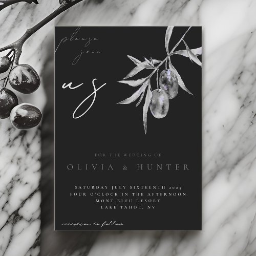 Elegant Watercolor Olive Branch Wedding Invitation