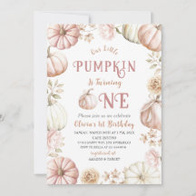 Elegant Watercolor One 1st Birthday Pumpkin is on
