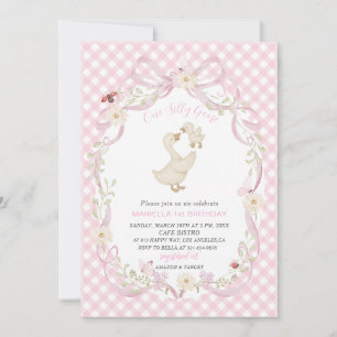 Elegant  Watercolor One 1st Birthday silly goose G Invitation