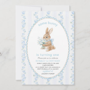 Elegant Watercolor One 1st Birthday some bunny Gi Invitation