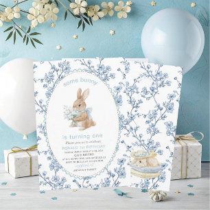 Elegant Watercolor One 1st Birthday some bunny Gi Invitation
