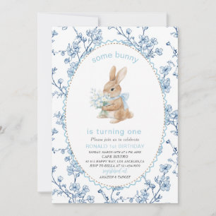 Elegant Watercolor One 1st Birthday some bunny Gi Invitation