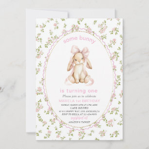 Elegant  Watercolor One 1st Birthday some bunny Gi Invitation
