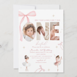 Elegant Watercolor One 1st Birthday tutu cute Gir Invitation