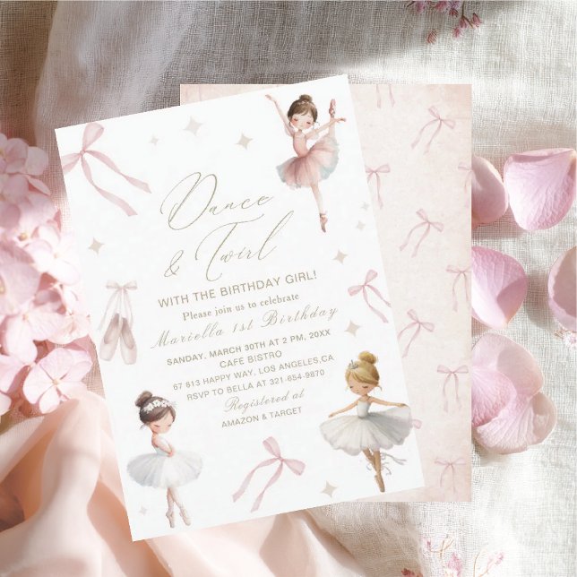 Elegant  Watercolor One 1st Birthday tutu cute Gir Invitation (Creator Uploaded)