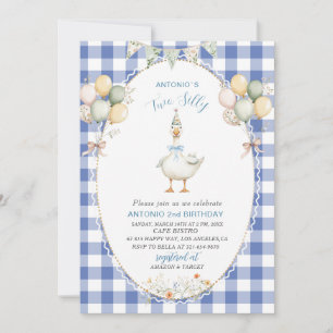 Elegant  Watercolor One 2nd Birthday silly goose B Invitation