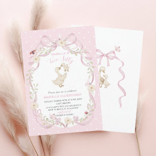 Elegant  Watercolor One 2nd Birthday silly goose B Invitation