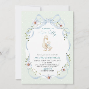 Elegant Watercolor One 2nd Birthday silly goose B Invitation