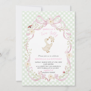 Elegant  Watercolor One 2nd Birthday silly goose B Invitation