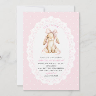 Elegant Watercolor One 2nd Birthday some bunny gi Invitation