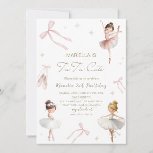 Elegant  Watercolor One 2nd Birthday tutu cute Gir Invitation