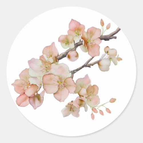 Elegant watercolor orange floral spring blossoms classic round sticker