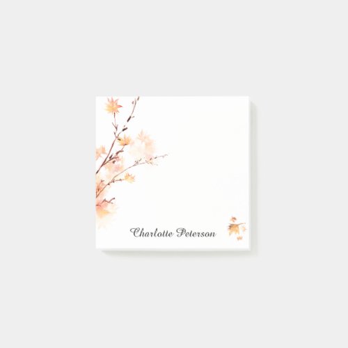 Elegant Watercolor Orange Maple Leaves Autumn Fall Post_it Notes