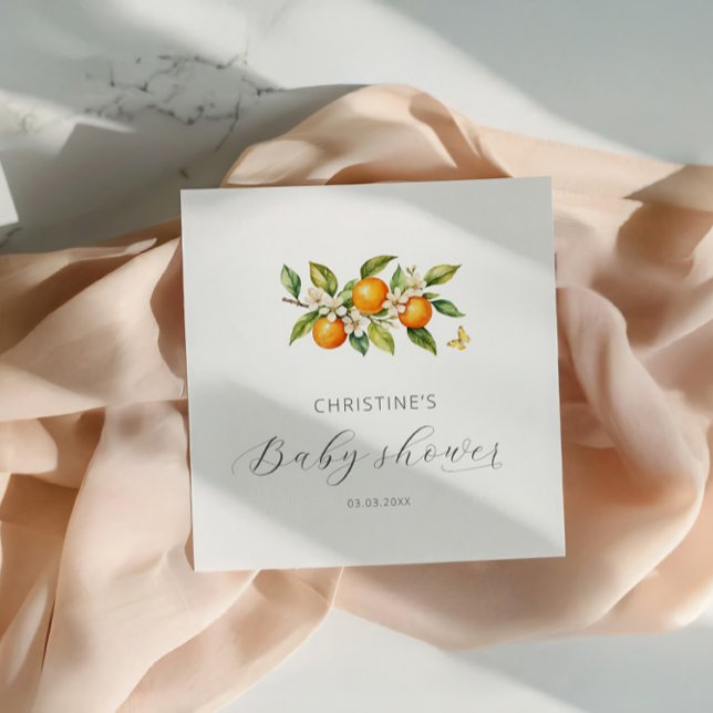 Elegant Watercolor Oranges Baby Shower Napkins (Creator Uploaded)