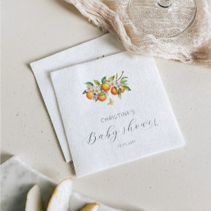 Elegant Watercolor Oranges Baby Shower Napkins