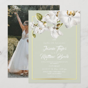 Elegant Watercolor Orchid Wedding Invitation