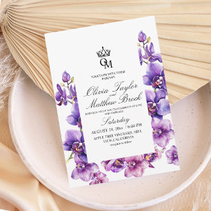 Elegant Watercolor Orchids Lux Wedding Invitation