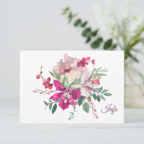 Elegant Watercolor Orchids  Roses Floral Wedding Enclosure Card