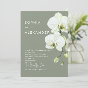 Elegant Watercolor Orchids Wedding Invitation. Invitation