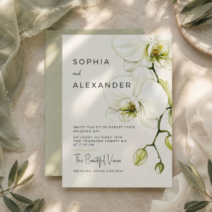 Elegant Watercolor Orchids Wedding Invitation. Invitation