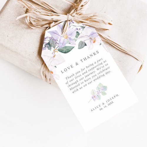 Elegant Watercolor Orchids Wedding Love  Thanks Gift Tags