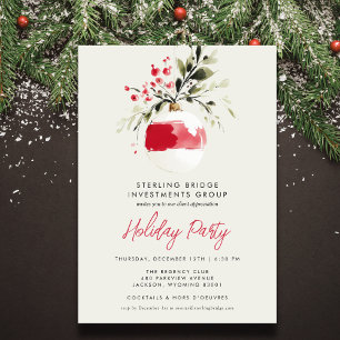 Elegant Watercolor Ornament Business Holiday Party Card