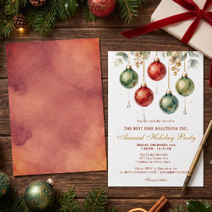 Elegant Watercolor Ornament Company Holiday Invitation