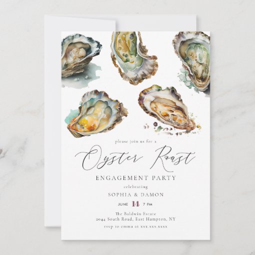 Elegant Watercolor Oyster Roast Engagement Party Invitation Zazzle