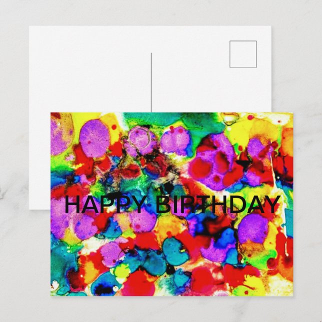 Elegant Watercolor Painting Happy birthday Postcard (Front/Back)