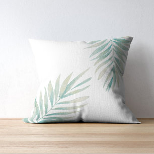 Elegant Watercolor Palm Leaves  Throw Pillow