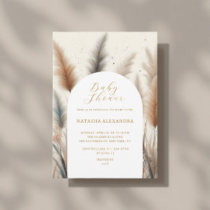 Elegant Watercolor Pampas Grass Baby Shower Invitation