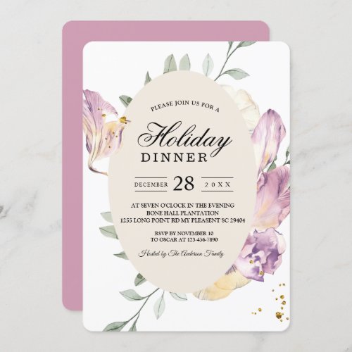 Elegant Watercolor Pansy  Purple Flowers Frame Invitation
