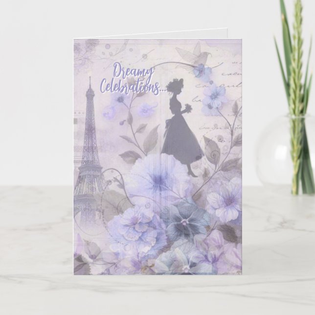 Elegant Watercolor Parisian Lady Birthday Card (Front)