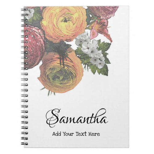 Elegant Watercolor Pastel Colors Floral Template Notebook