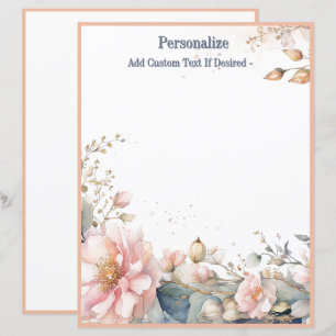 Elegant Watercolor Pastel Floral Personalized 