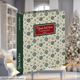 Elegant watercolor pastel green snowflakes binder