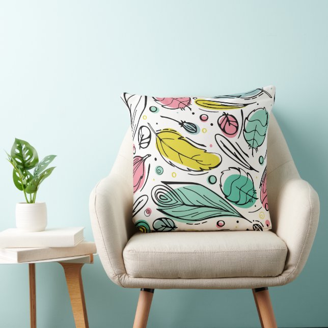 Elegant watercolor pattern l Leaf Throw Pillow (Chair)