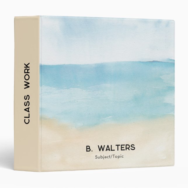 Elegant Watercolor Pattern Personalized 3 Ring Binder (Front/Spine)