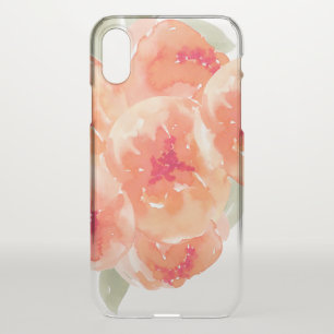 Elegant Watercolor Peach Peonies Floral iPhone XS Case