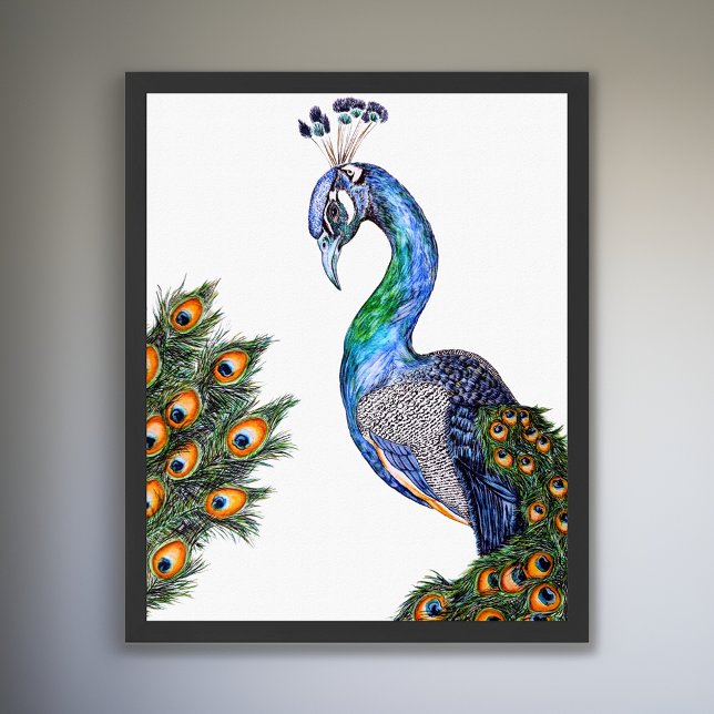 Elegant Watercolor Peacock Framed Art (Creator Uploaded)