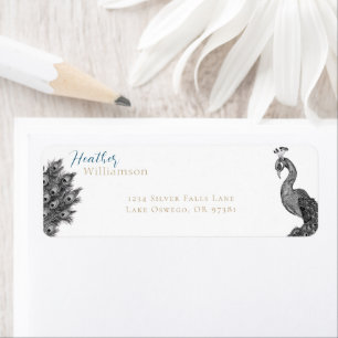 Elegant Watercolor Peacock Label