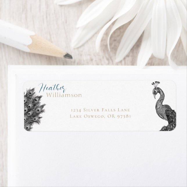 Elegant Watercolor Peacock Label (Insitu)