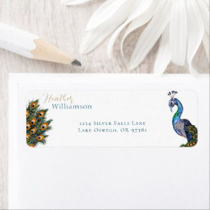 Elegant Watercolor Peacock Label