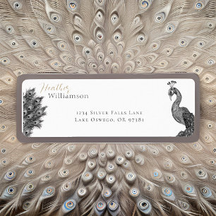 Elegant Watercolor Peacock Label