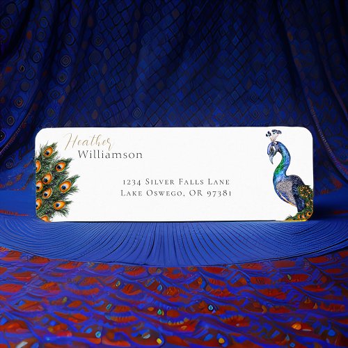 Elegant Watercolor Peacock Label