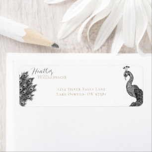Elegant Watercolor Peacock Label