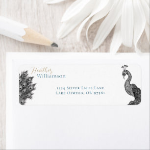 Elegant Watercolor Peacock Label