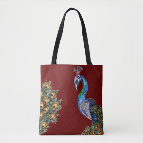 Elegant Watercolor Peacock Tote Bag